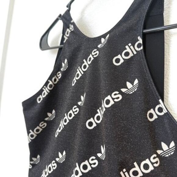 Adidas Trefoil Jumpsuit Logo Print Black White S Sporty Streetwear Y2K - Picture 2 of 7